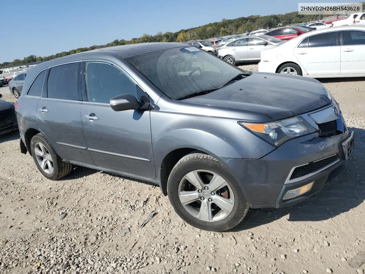 2011 Acura Mdx VIN: 2HNYD2H26BH543628 Lot: 76706884