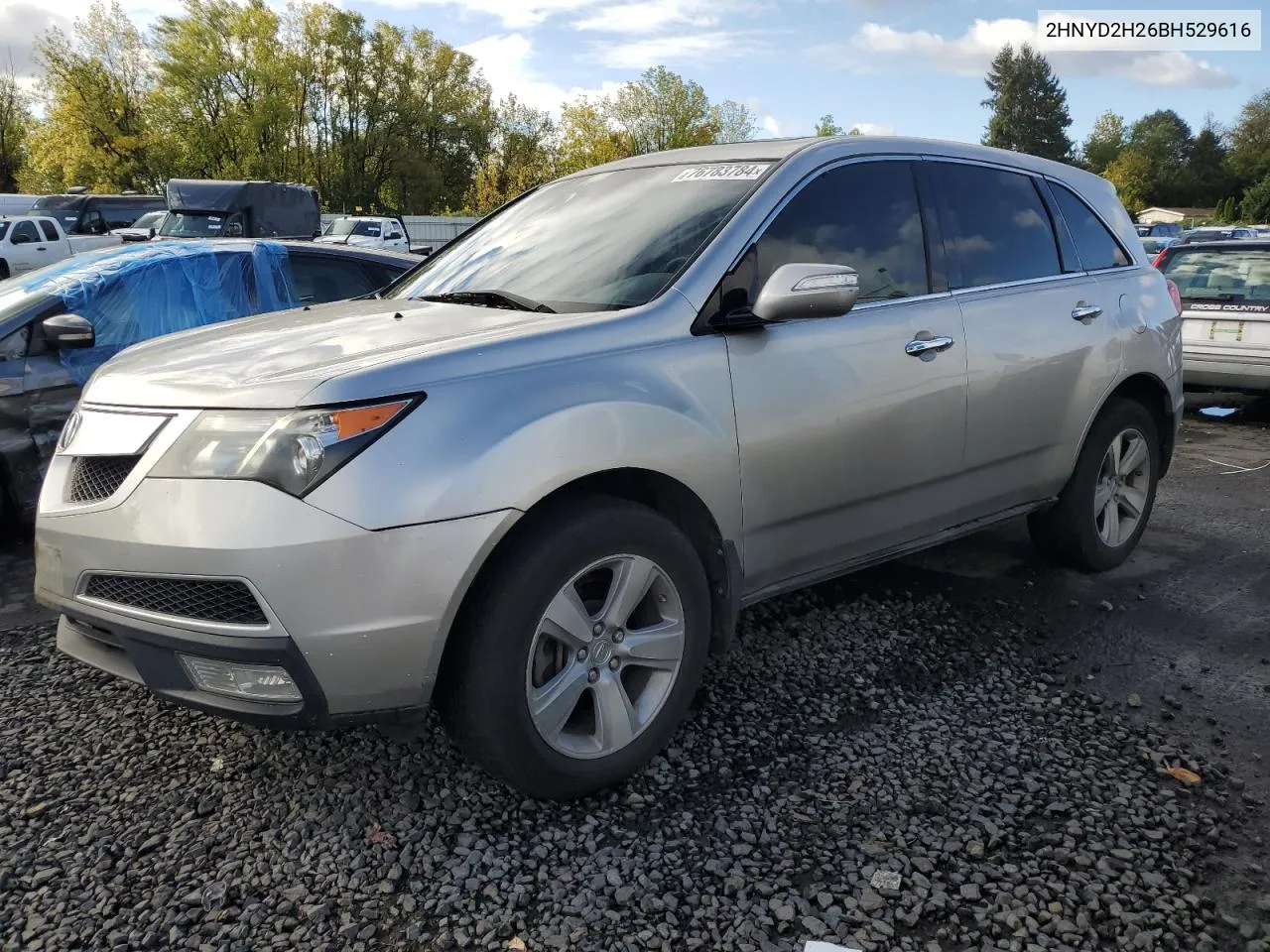 2011 Acura Mdx VIN: 2HNYD2H26BH529616 Lot: 76783784