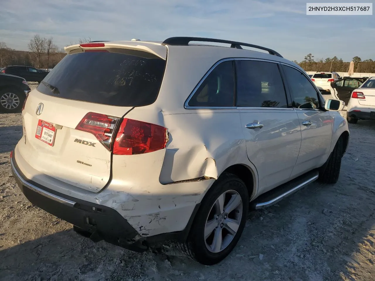 2012 Acura Mdx Technology VIN: 2HNYD2H3XCH517687 Lot: 37511244