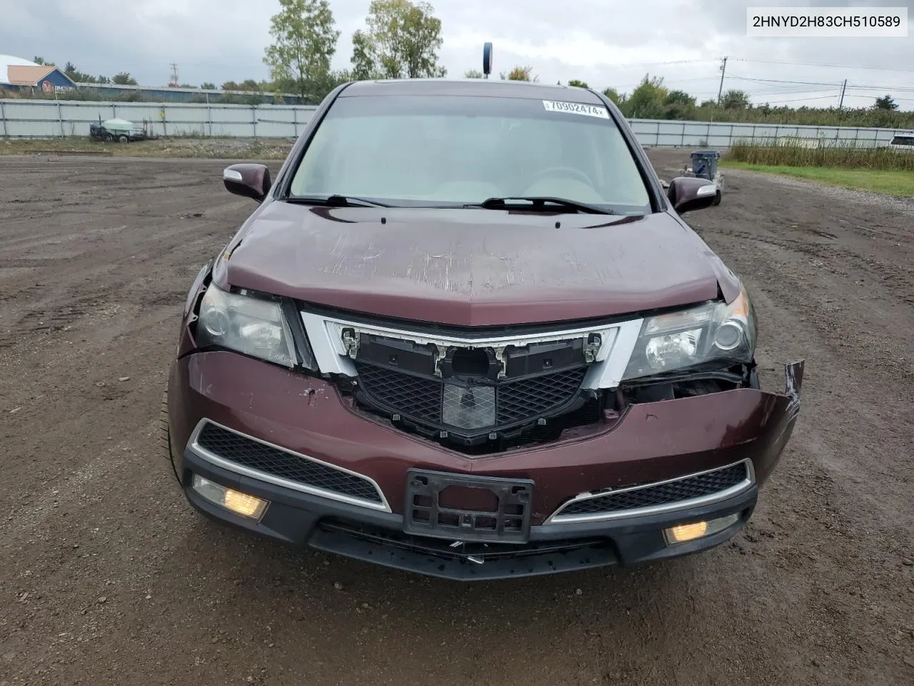 2012 Acura Mdx Advance VIN: 2HNYD2H83CH510589 Lot: 70902474