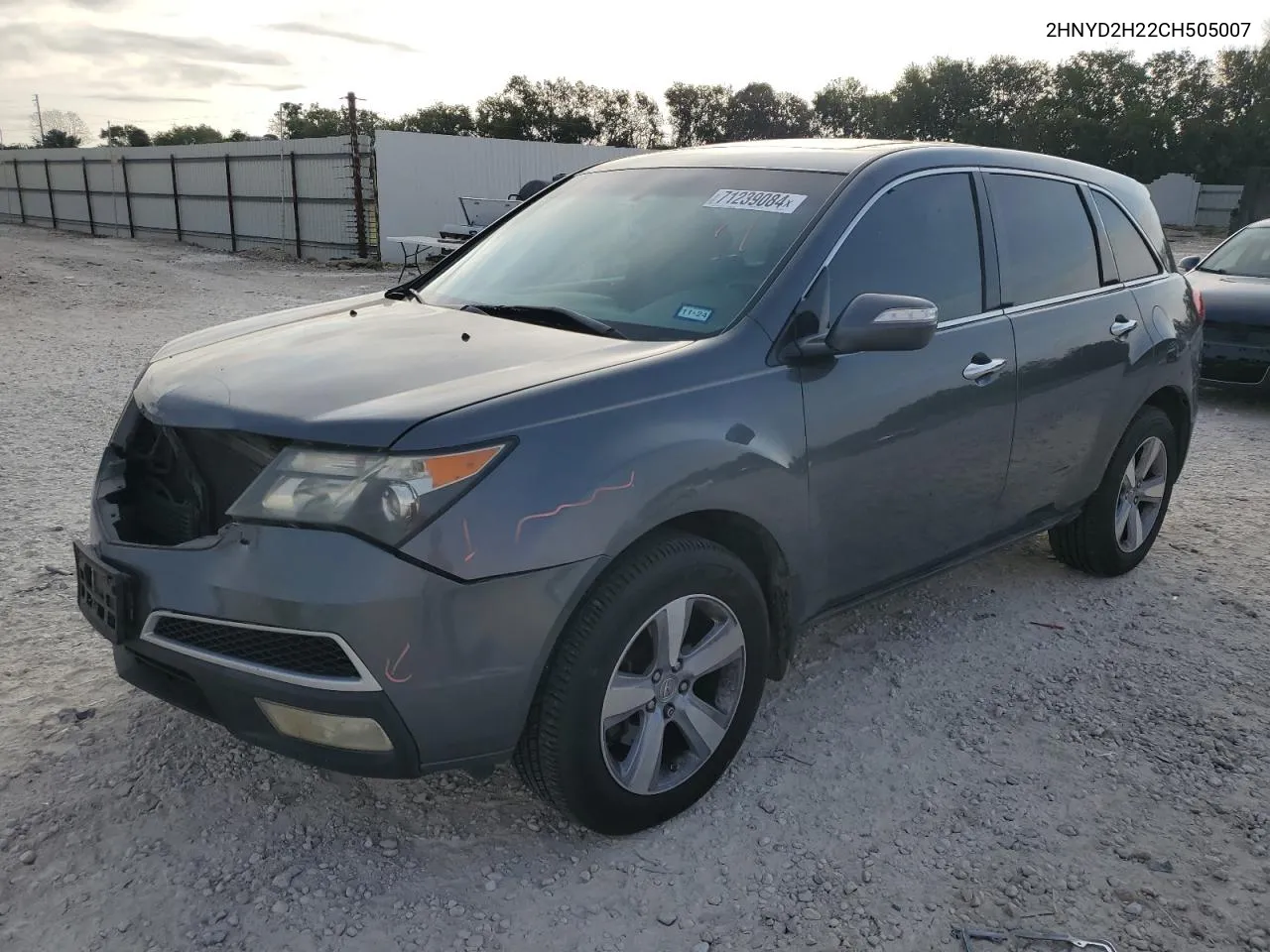 2012 Acura Mdx VIN: 2HNYD2H22CH505007 Lot: 71239084