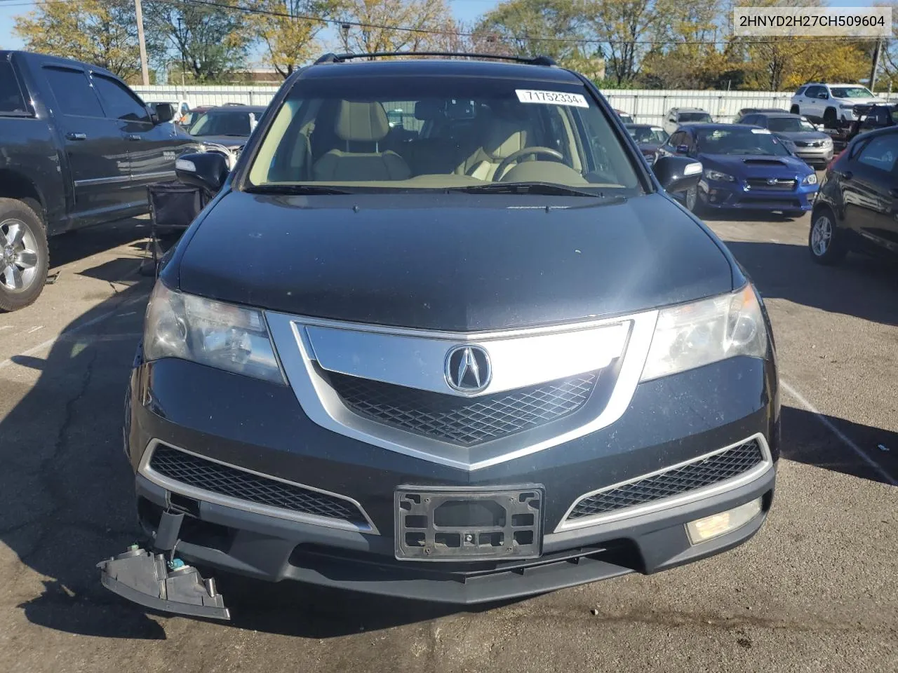 2012 Acura Mdx VIN: 2HNYD2H27CH509604 Lot: 71752334