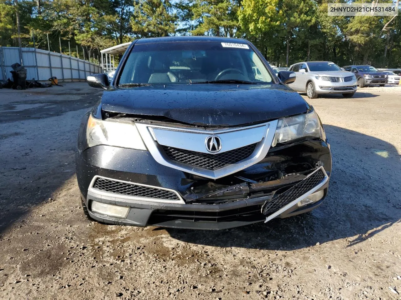 2012 Acura Mdx VIN: 2HNYD2H21CH531484 Lot: 76010434