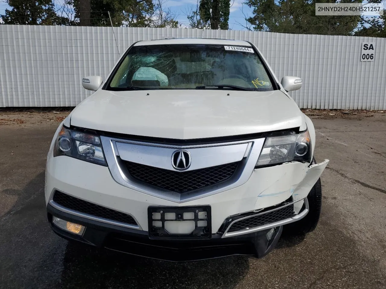 2013 Acura Mdx VIN: 2HNYD2H24DH521257 Lot: 71240644