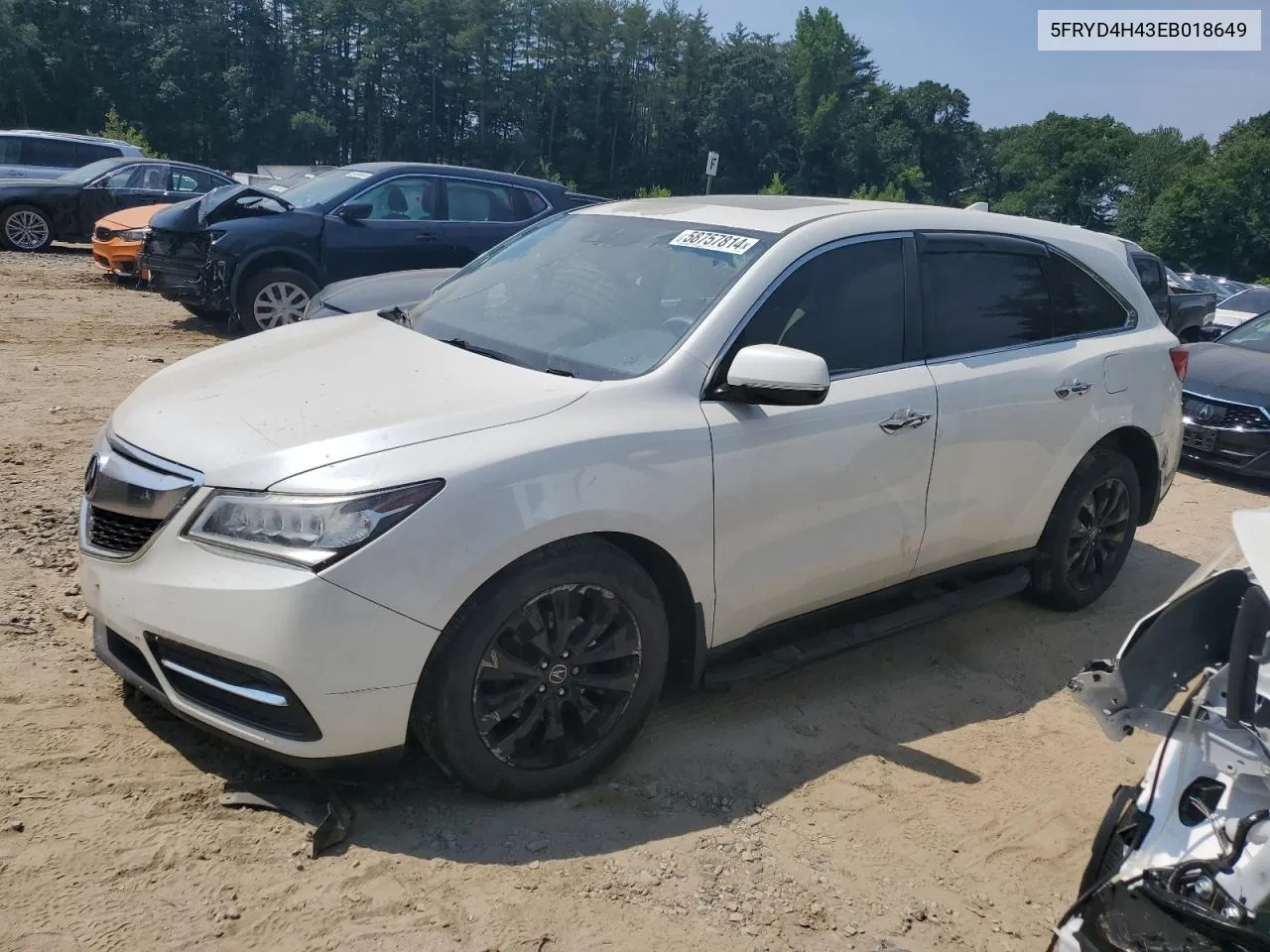 2014 Acura Mdx Technology VIN: 5FRYD4H43EB018649 Lot: 58757814