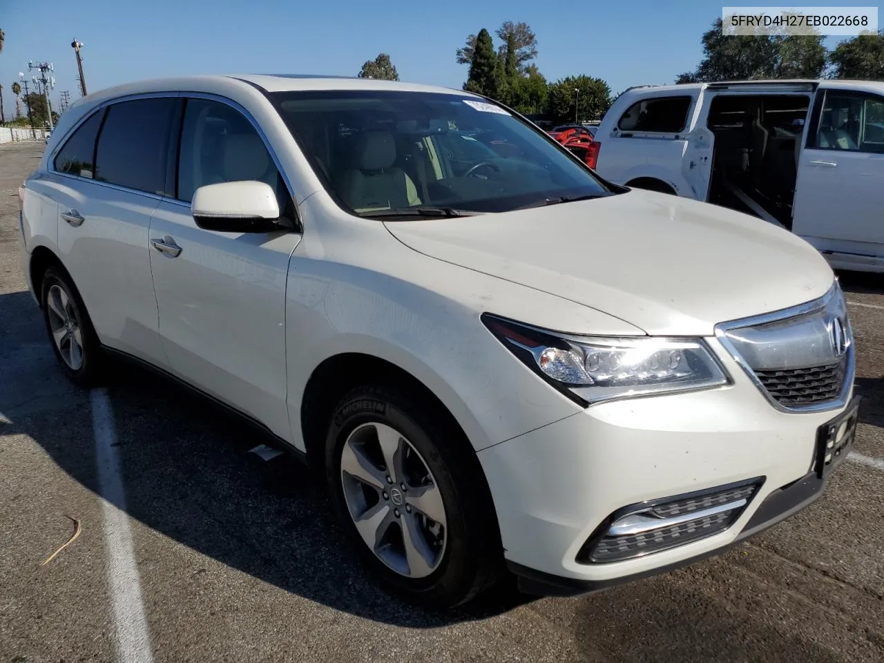 2014 Acura Mdx VIN: 5FRYD4H27EB022668 Lot: 70249914