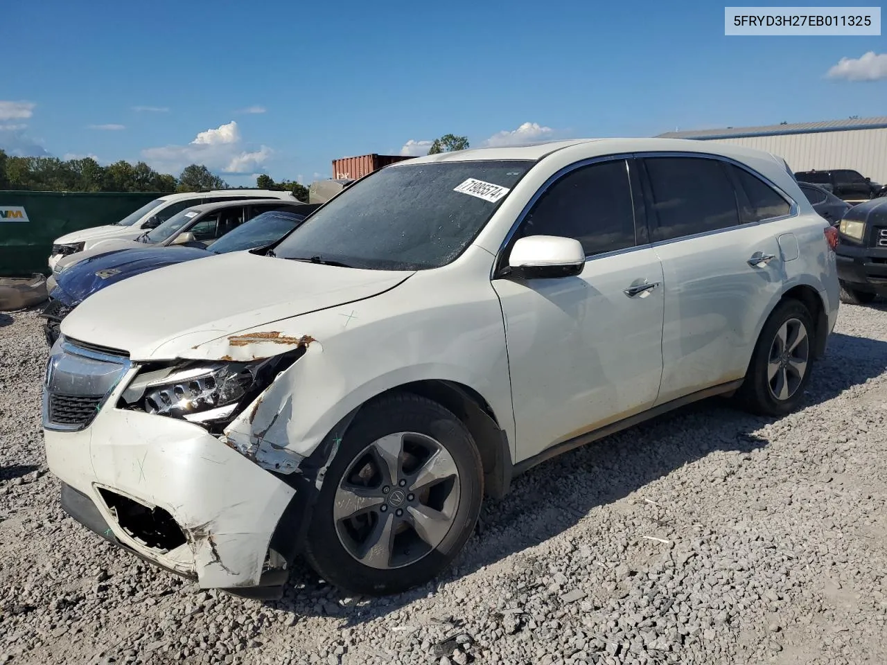 2014 Acura Mdx VIN: 5FRYD3H27EB011325 Lot: 71985574