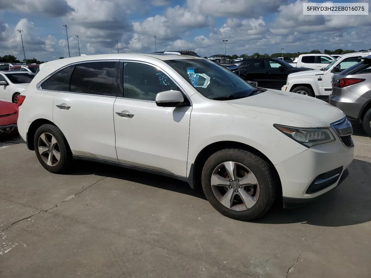 2014 Acura Mdx VIN: 5FRYD3H22EB016075 Lot: 74314814