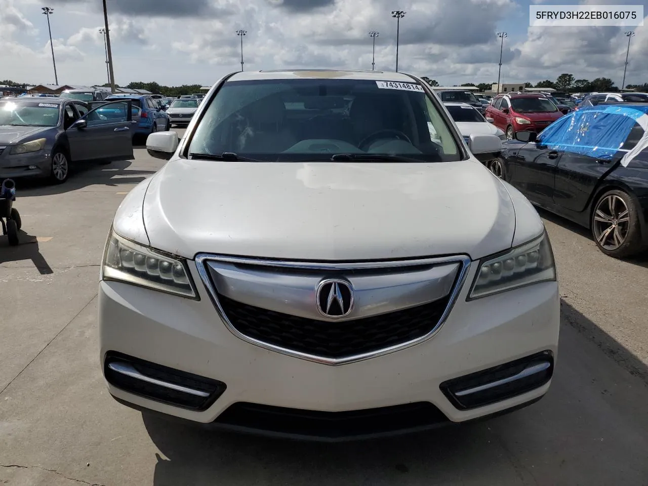 2014 Acura Mdx VIN: 5FRYD3H22EB016075 Lot: 74314814