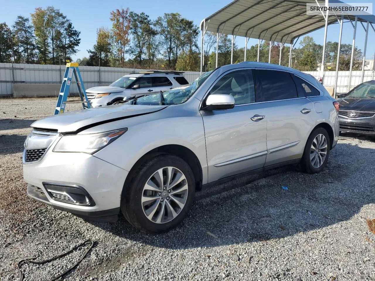 2014 Acura Mdx Technology VIN: 5FRYD4H65EB017777 Lot: 74960134