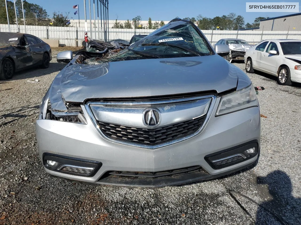 2014 Acura Mdx Technology VIN: 5FRYD4H65EB017777 Lot: 74960134