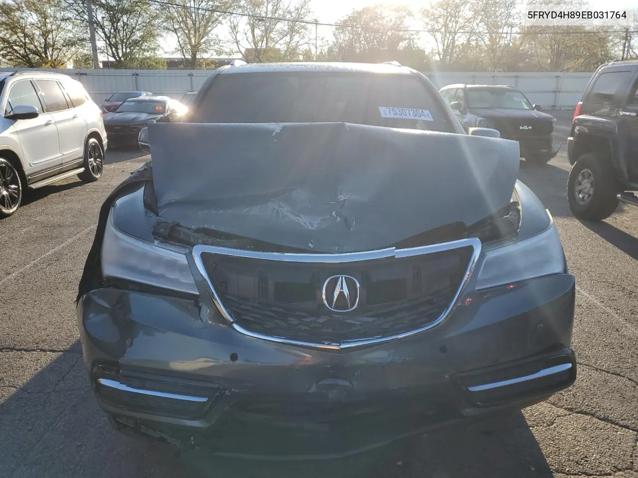 2014 Acura Mdx Advance VIN: 5FRYD4H89EB031764 Lot: 75307304