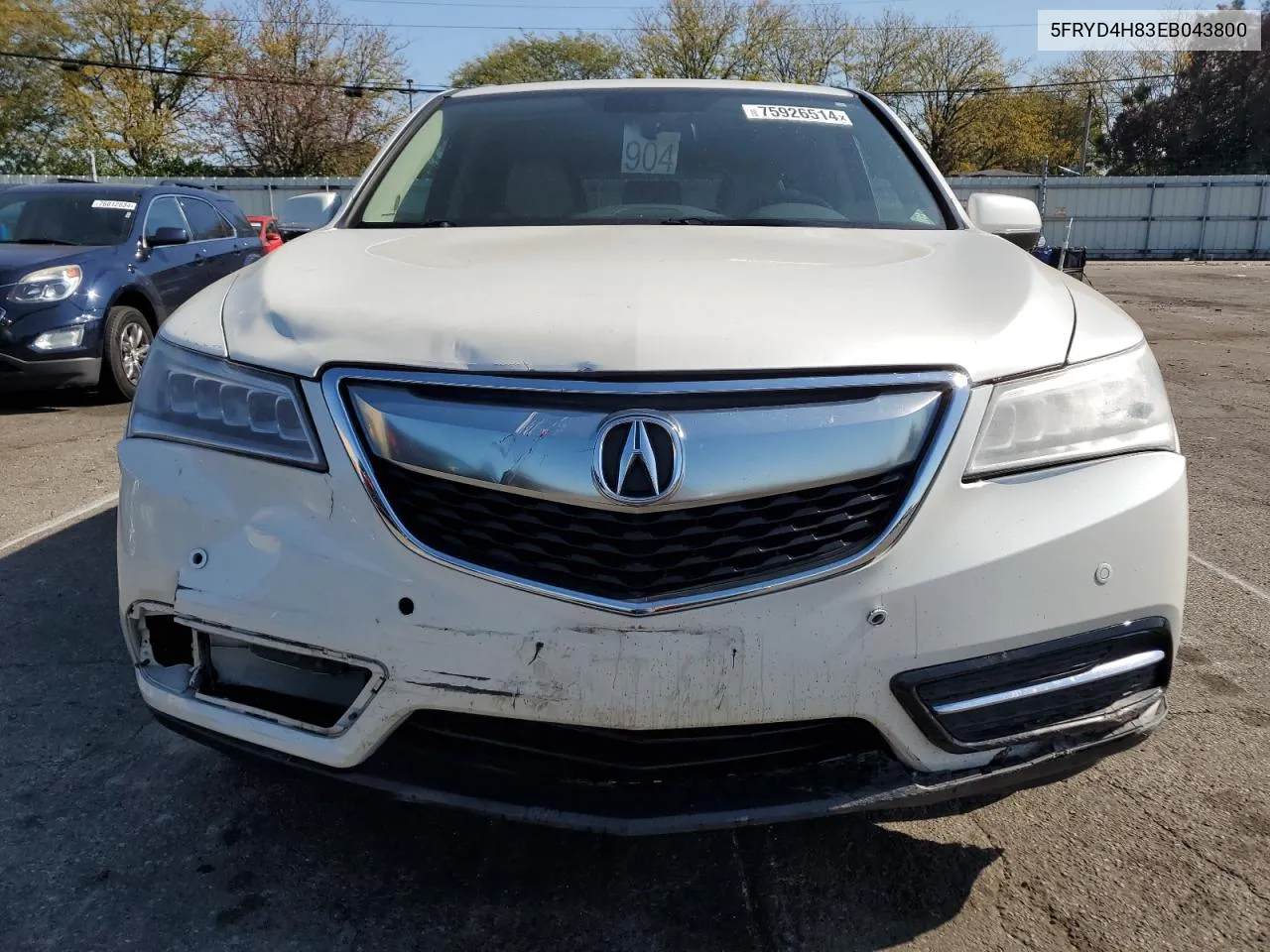 2014 Acura Mdx Advance VIN: 5FRYD4H83EB043800 Lot: 75926514