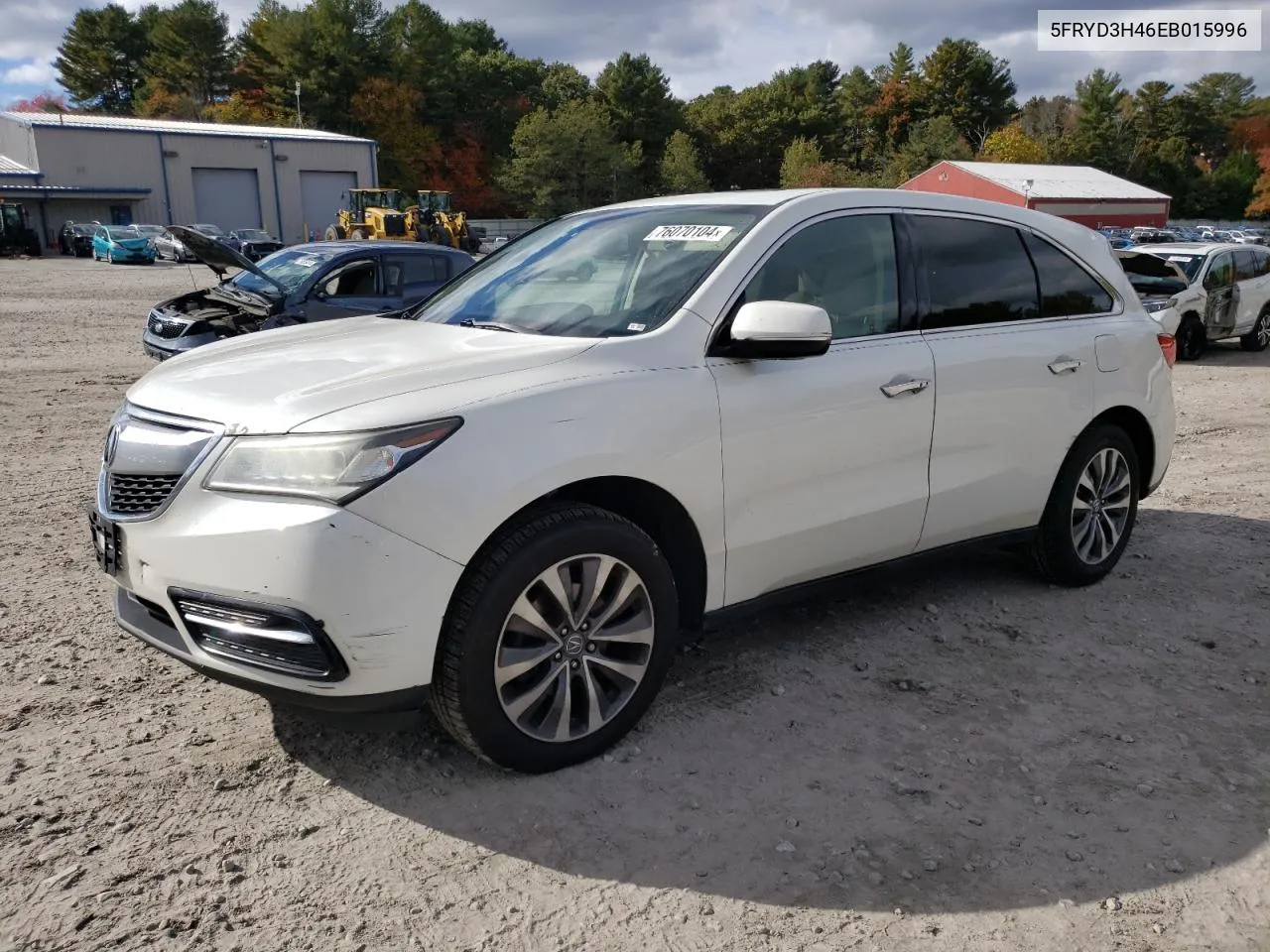 2014 Acura Mdx Technology VIN: 5FRYD3H46EB015996 Lot: 76070104