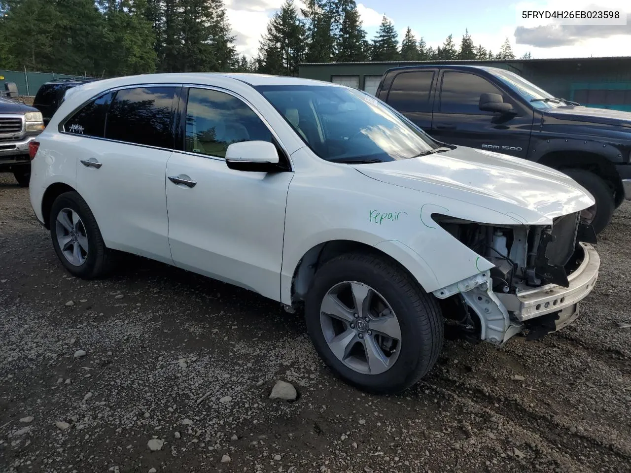 2014 Acura Mdx VIN: 5FRYD4H26EB023598 Lot: 76650234