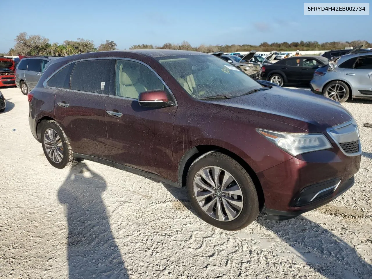 2014 Acura Mdx Technology VIN: 5FRYD4H42EB002734 Lot: 76797934