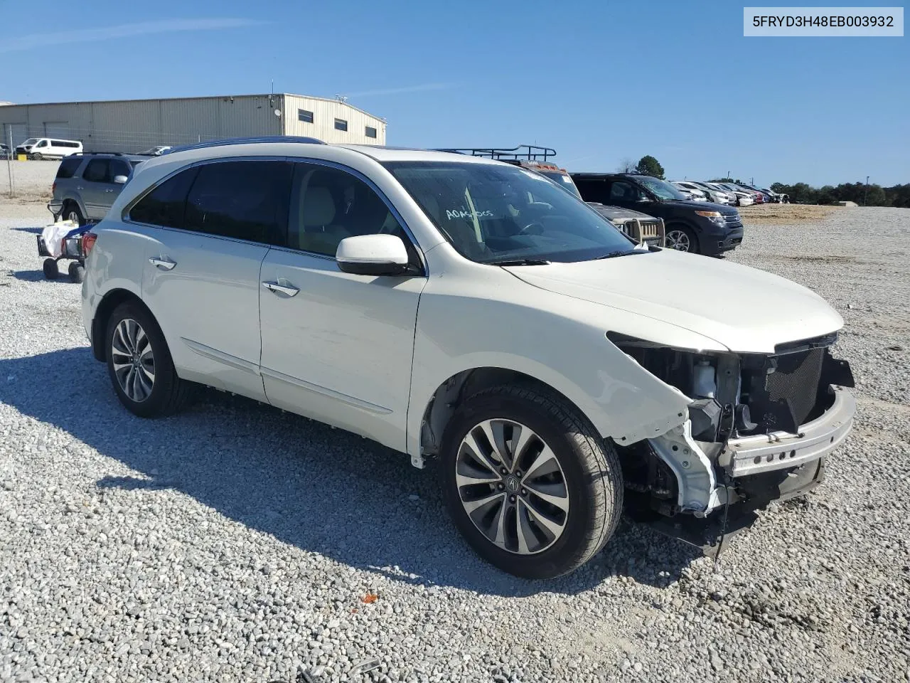 2014 Acura Mdx Technology VIN: 5FRYD3H48EB003932 Lot: 77178354