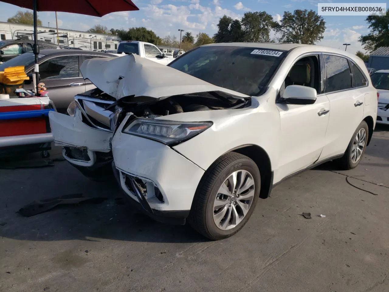 2014 Acura Mdx Technology VIN: 5FRYD4H4XEB008636 Lot: 77820234