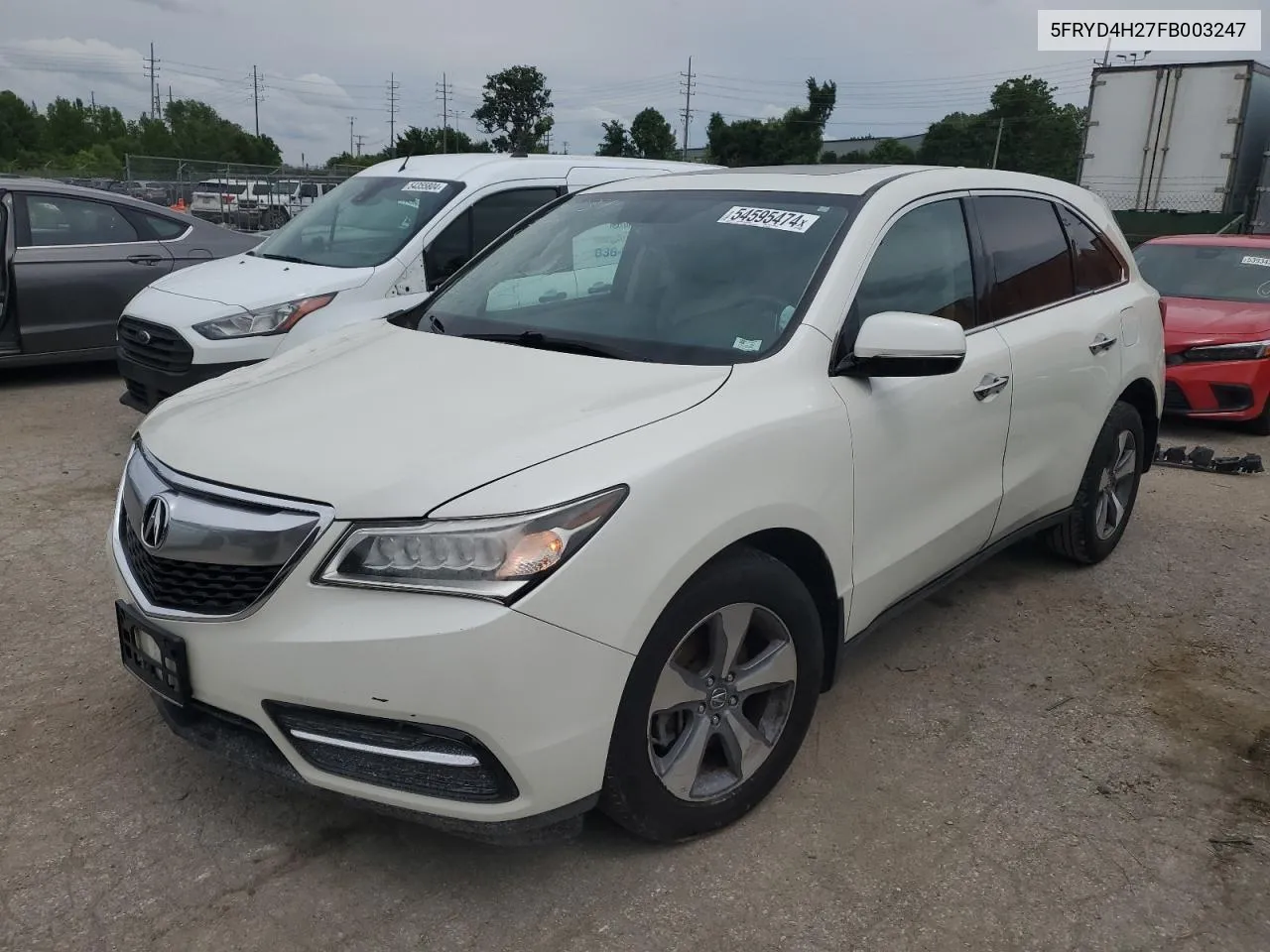 2015 Acura Mdx VIN: 5FRYD4H27FB003247 Lot: 54595474