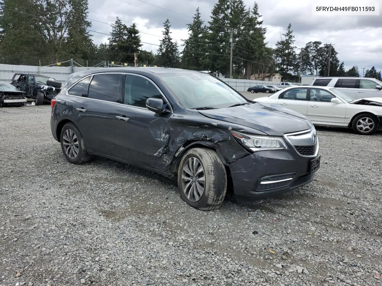 2015 Acura Mdx Technology VIN: 5FRYD4H49FB011593 Lot: 71399514