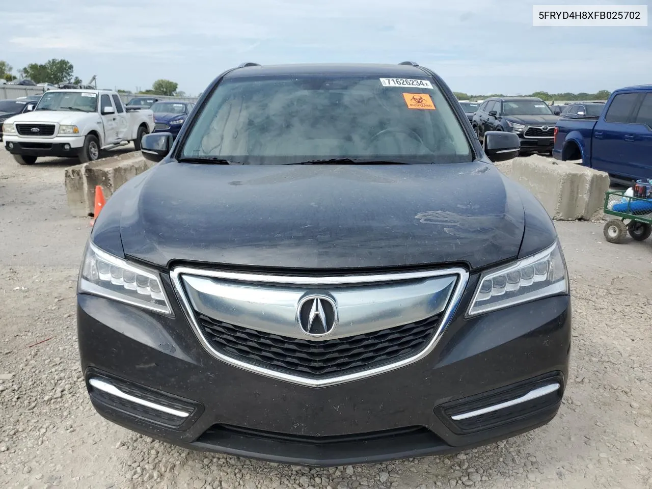 2015 Acura Mdx Advance VIN: 5FRYD4H8XFB025702 Lot: 71626234