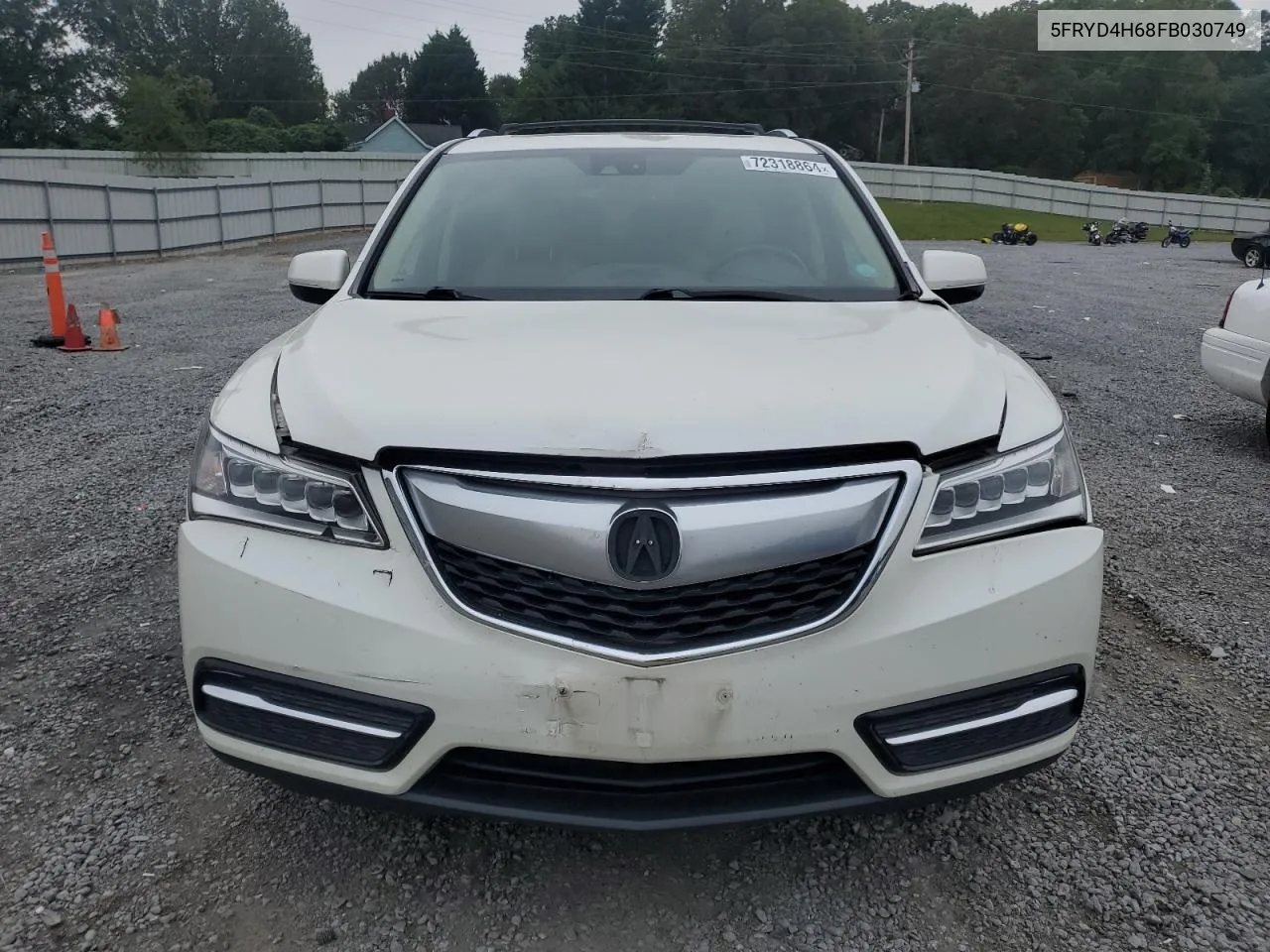 2015 Acura Mdx Technology VIN: 5FRYD4H68FB030749 Lot: 72318864