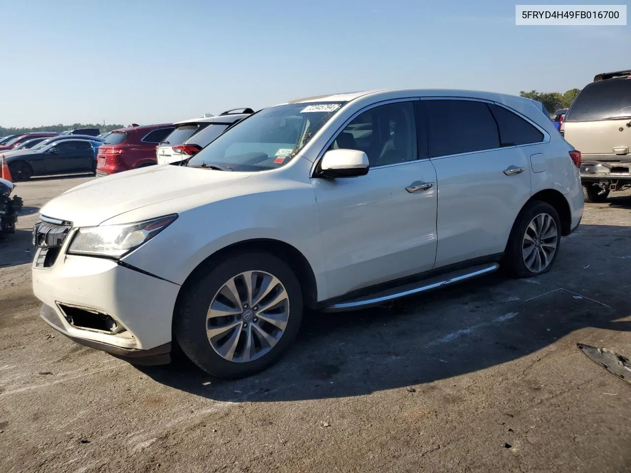 2015 Acura Mdx Technology VIN: 5FRYD4H49FB016700 Lot: 72345794