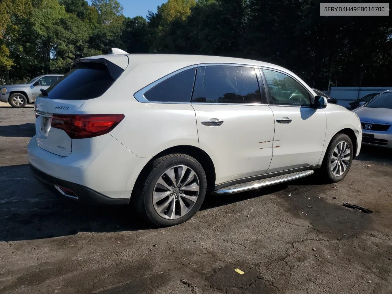 2015 Acura Mdx Technology VIN: 5FRYD4H49FB016700 Lot: 72345794