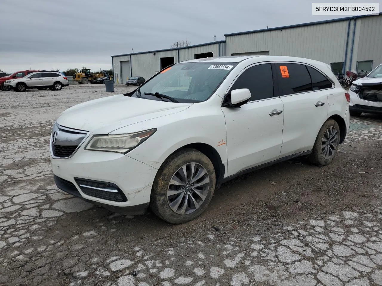 2015 Acura Mdx Technology VIN: 5FRYD3H42FB004592 Lot: 72682554