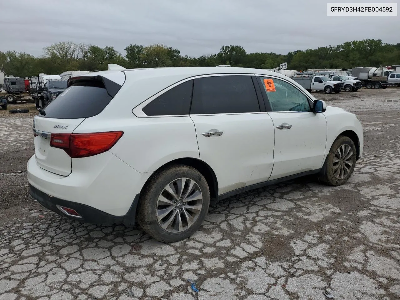 2015 Acura Mdx Technology VIN: 5FRYD3H42FB004592 Lot: 72682554