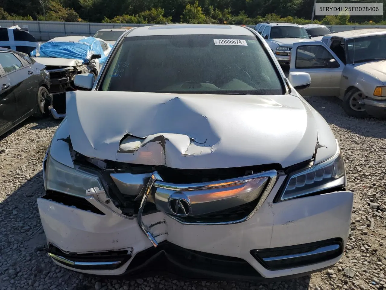 2015 Acura Mdx VIN: 5FRYD4H25FB028406 Lot: 72806674