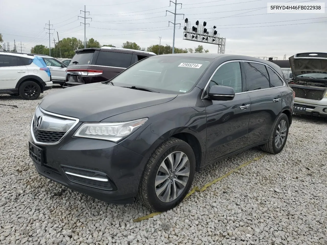 2015 Acura Mdx Technology VIN: 5FRYD4H46FB022938 Lot: 72955214