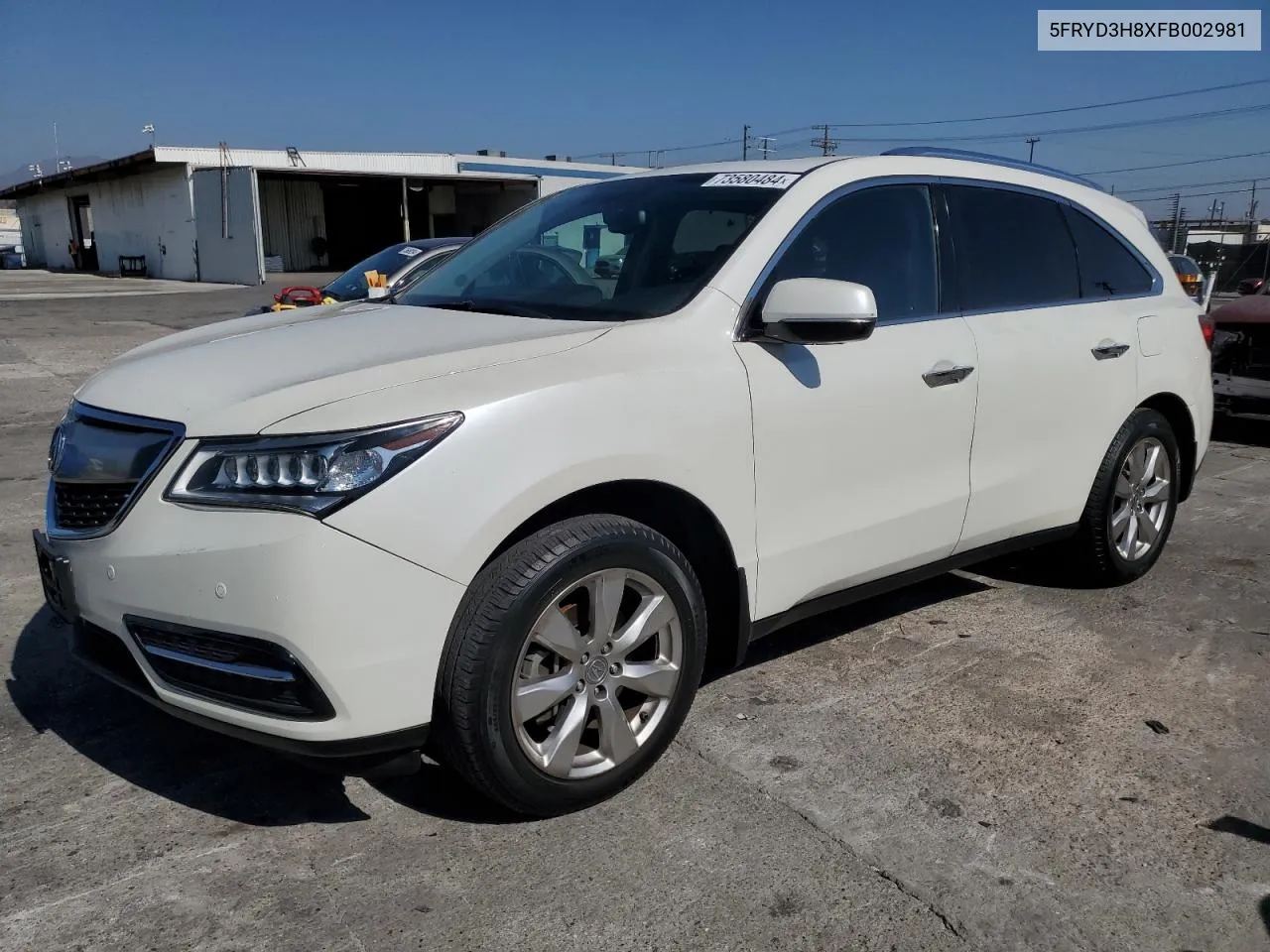 2015 Acura Mdx Advance VIN: 5FRYD3H8XFB002981 Lot: 73580484