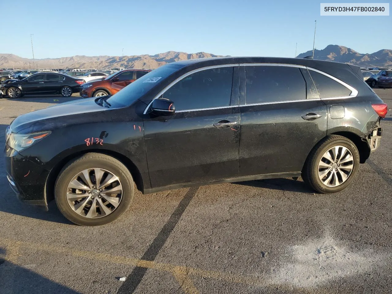 2015 Acura Mdx Technology VIN: 5FRYD3H47FB002840 Lot: 73584224