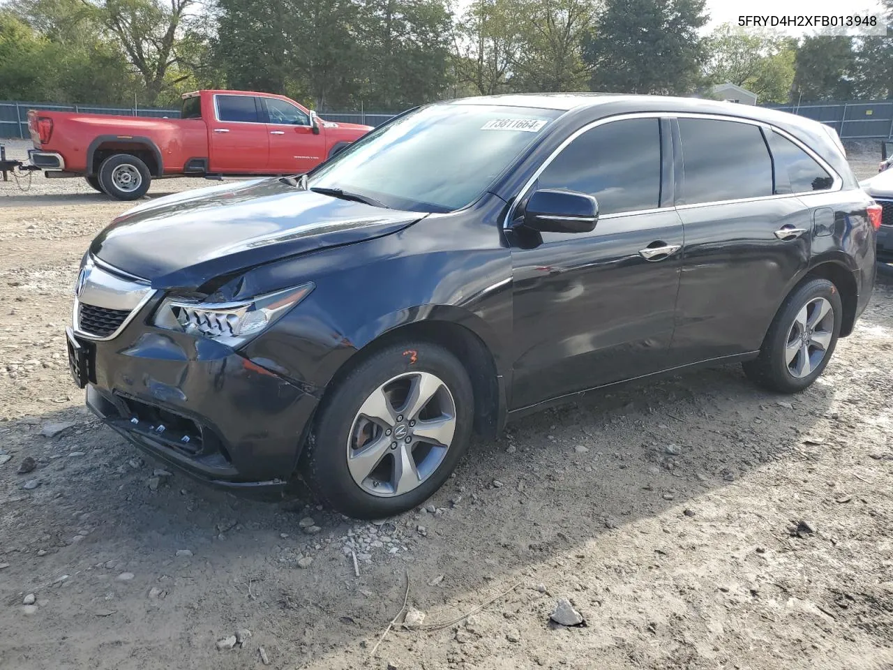 2015 Acura Mdx VIN: 5FRYD4H2XFB013948 Lot: 73811664