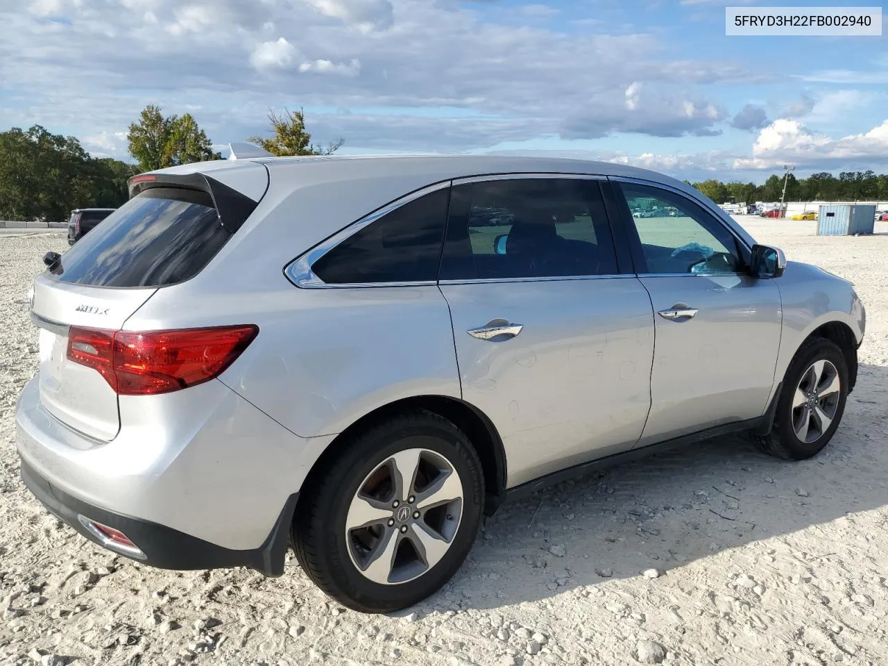 2015 Acura Mdx VIN: 5FRYD3H22FB002940 Lot: 74008514