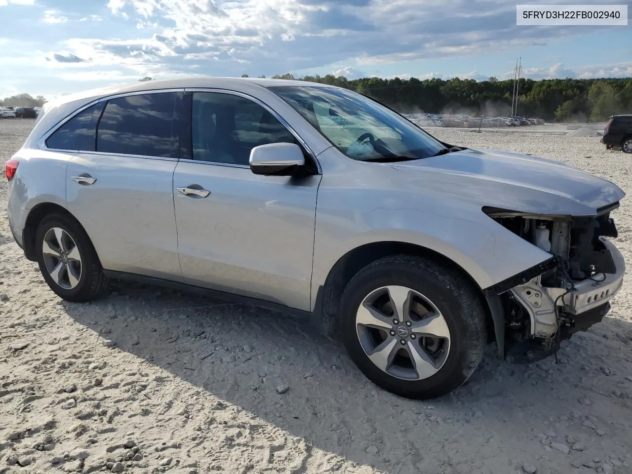 2015 Acura Mdx VIN: 5FRYD3H22FB002940 Lot: 74008514