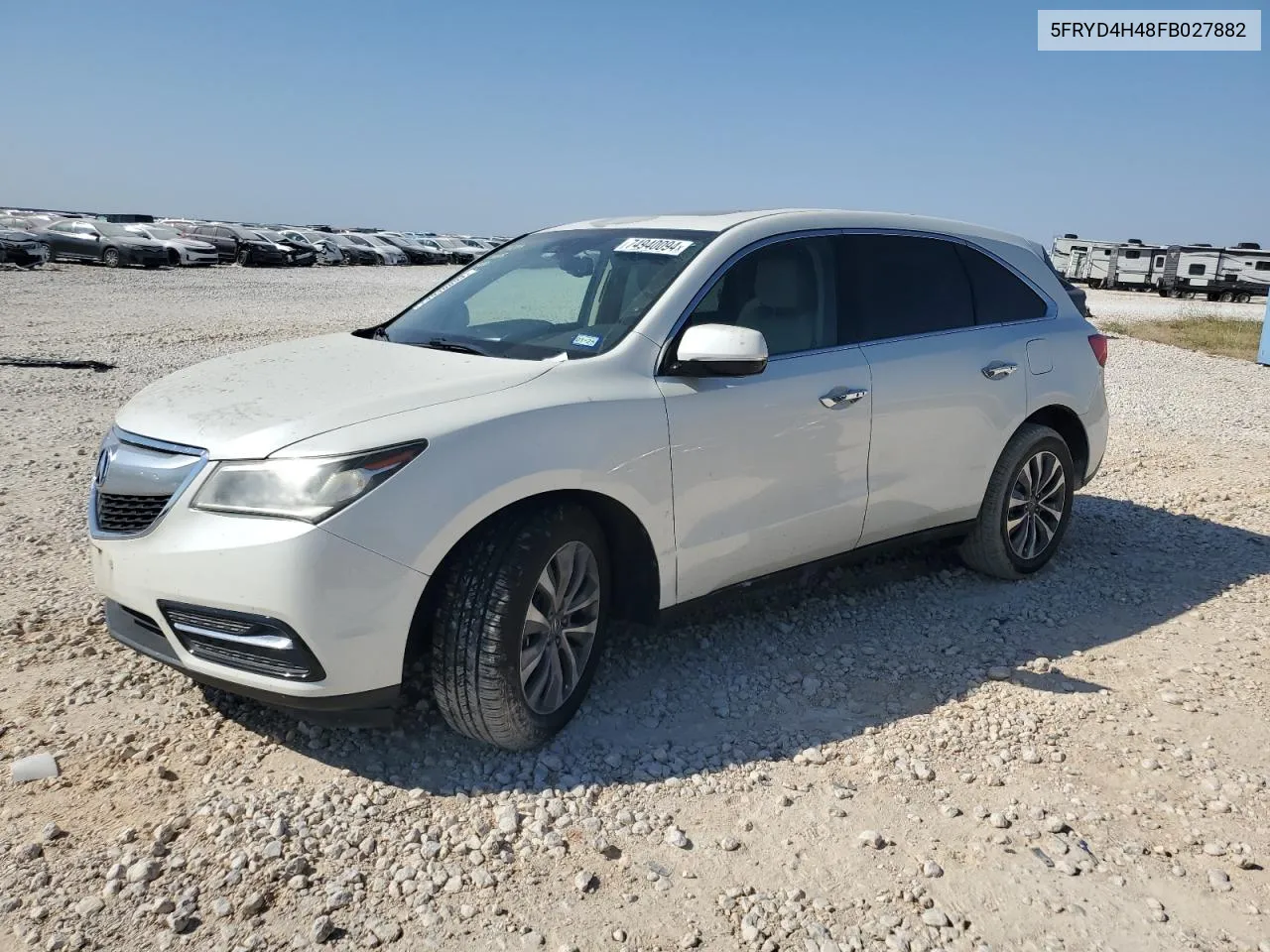 2015 Acura Mdx Technology VIN: 5FRYD4H48FB027882 Lot: 74940094