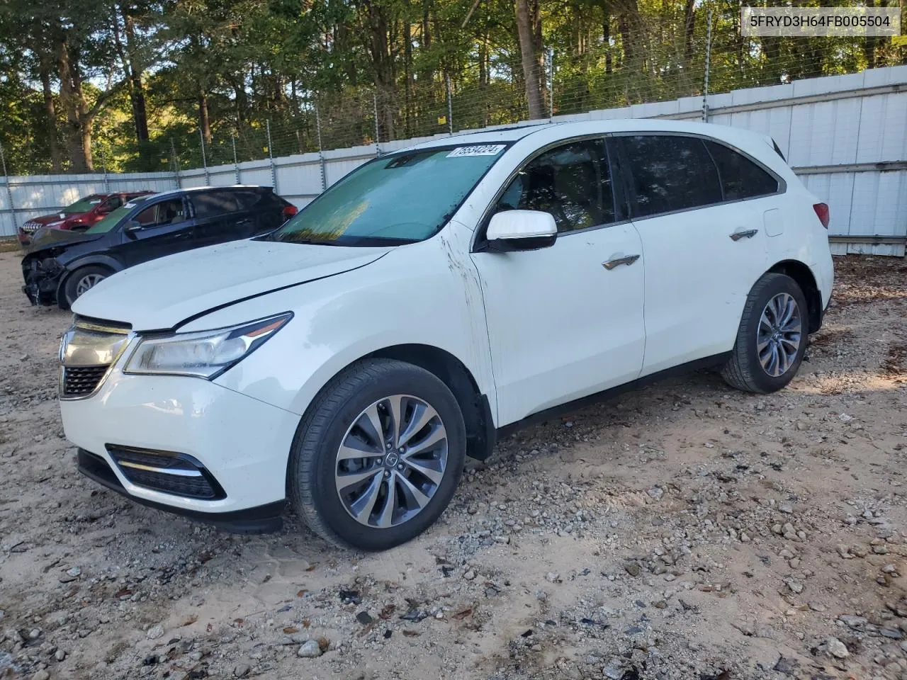 2015 Acura Mdx Technology VIN: 5FRYD3H64FB005504 Lot: 75534224