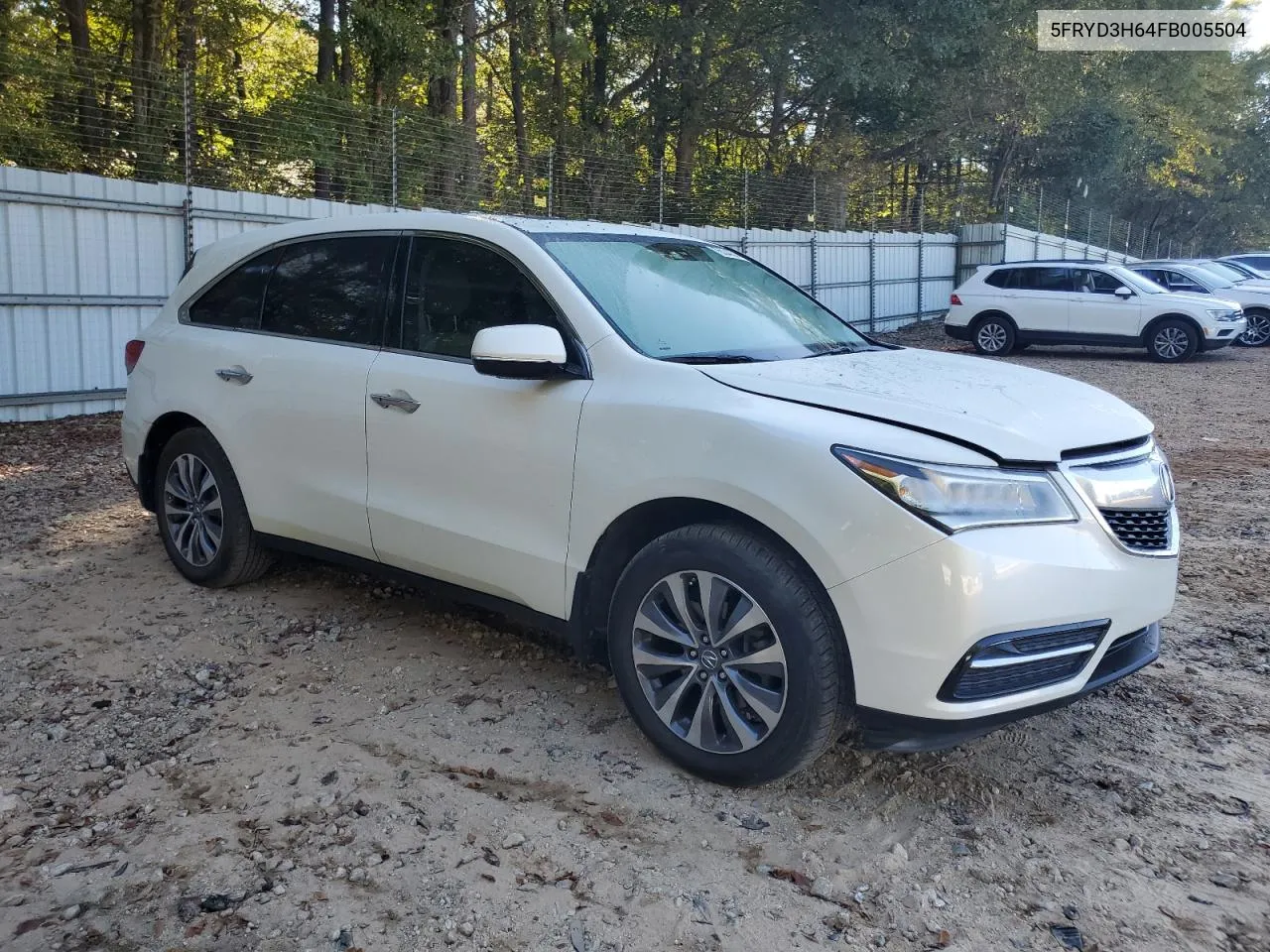 2015 Acura Mdx Technology VIN: 5FRYD3H64FB005504 Lot: 75534224