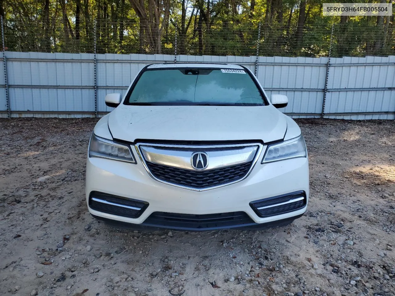 2015 Acura Mdx Technology VIN: 5FRYD3H64FB005504 Lot: 75534224