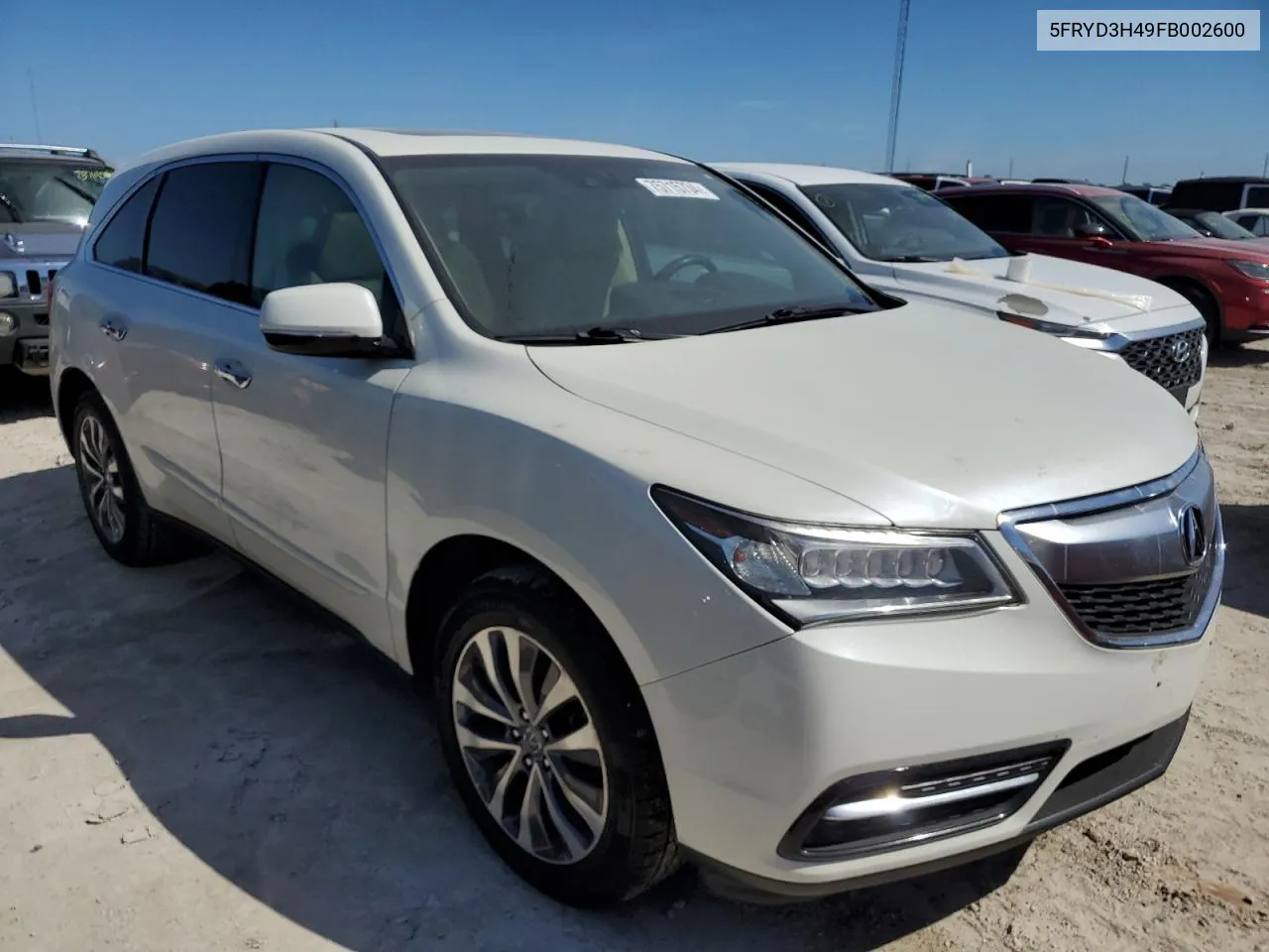 2015 Acura Mdx Technology VIN: 5FRYD3H49FB002600 Lot: 75715734