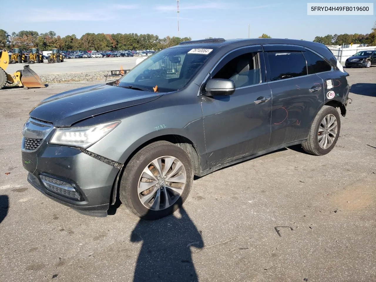 2015 Acura Mdx Technology VIN: 5FRYD4H49FB019600 Lot: 76740064