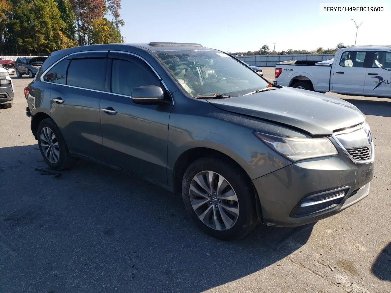 2015 Acura Mdx Technology VIN: 5FRYD4H49FB019600 Lot: 76740064