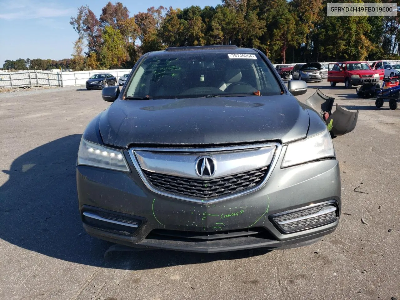 2015 Acura Mdx Technology VIN: 5FRYD4H49FB019600 Lot: 76740064