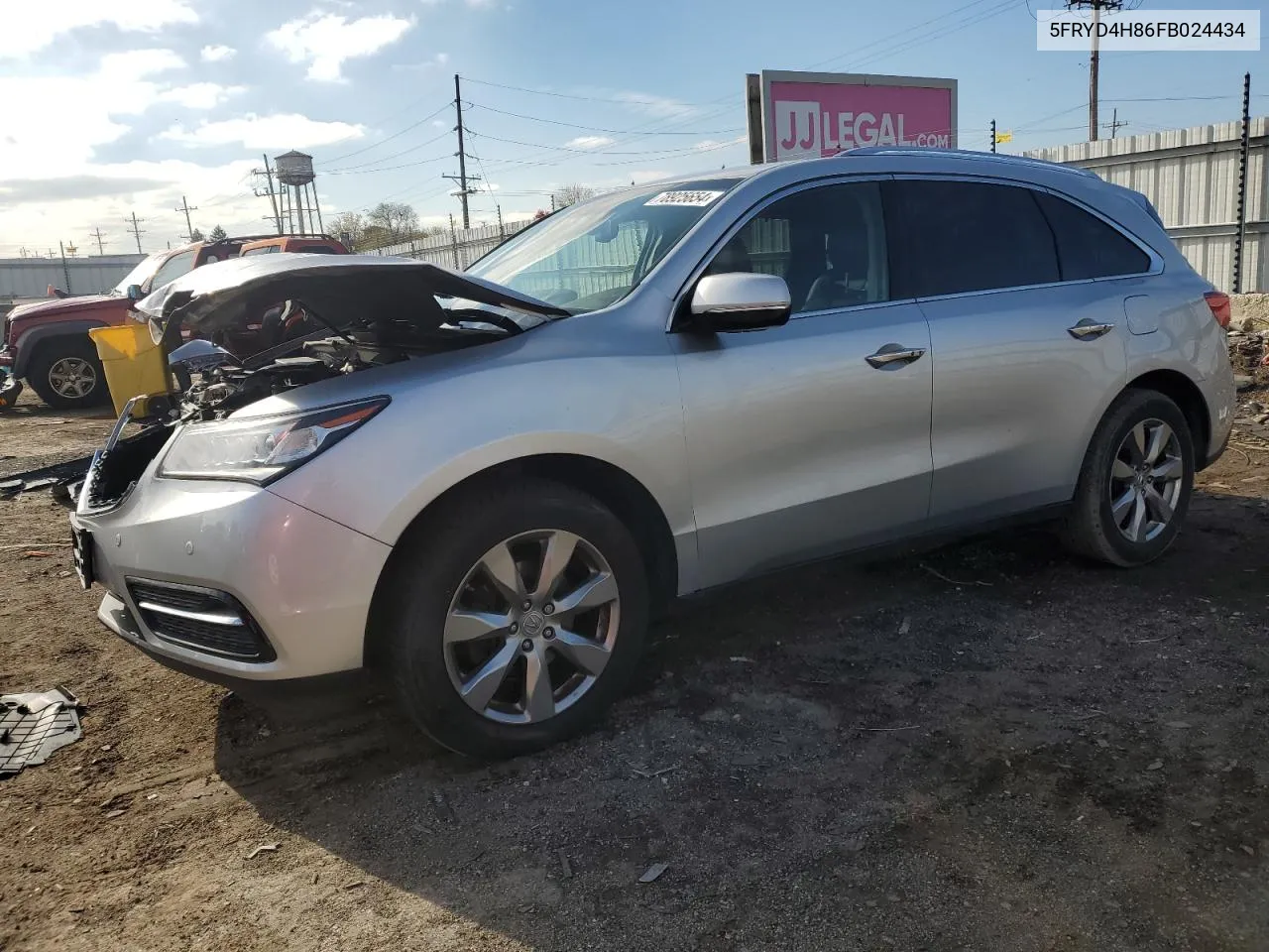 2015 Acura Mdx Advance VIN: 5FRYD4H86FB024434 Lot: 78925654