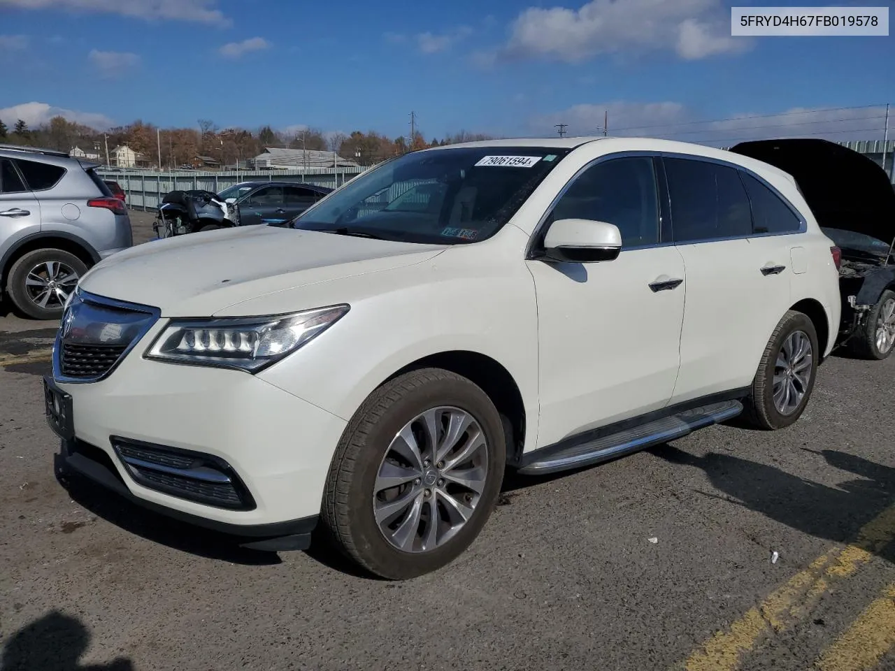 2015 Acura Mdx Technology VIN: 5FRYD4H67FB019578 Lot: 79061594