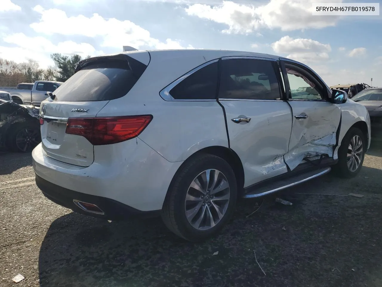 2015 Acura Mdx Technology VIN: 5FRYD4H67FB019578 Lot: 79061594