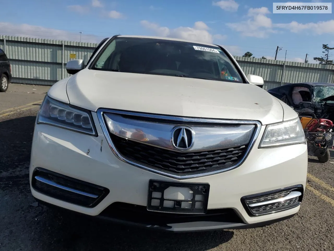 2015 Acura Mdx Technology VIN: 5FRYD4H67FB019578 Lot: 79061594