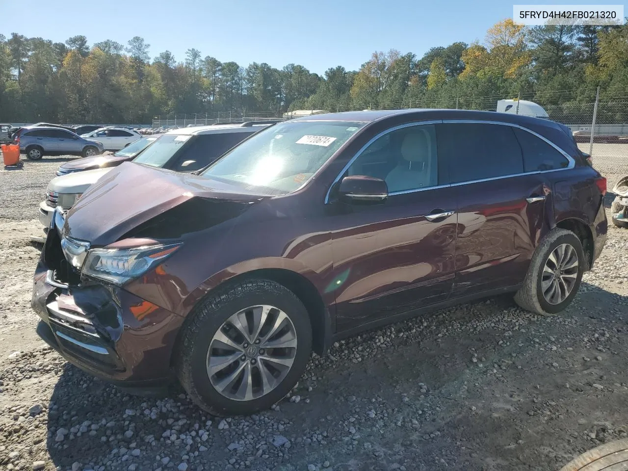 2015 Acura Mdx Technology VIN: 5FRYD4H42FB021320 Lot: 79720674